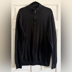 Wallin & Bros Classic Black Crewneck Sweater for Men. Upper zipper closure ,